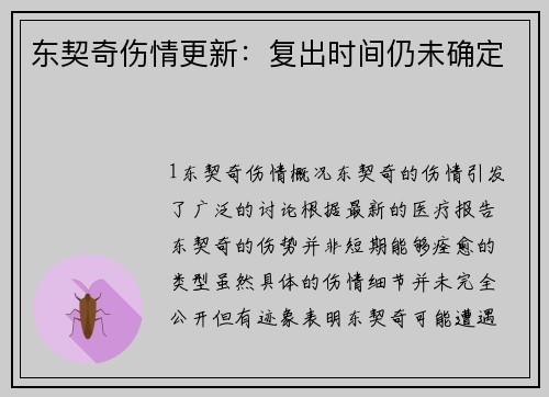 东契奇伤情更新：复出时间仍未确定
